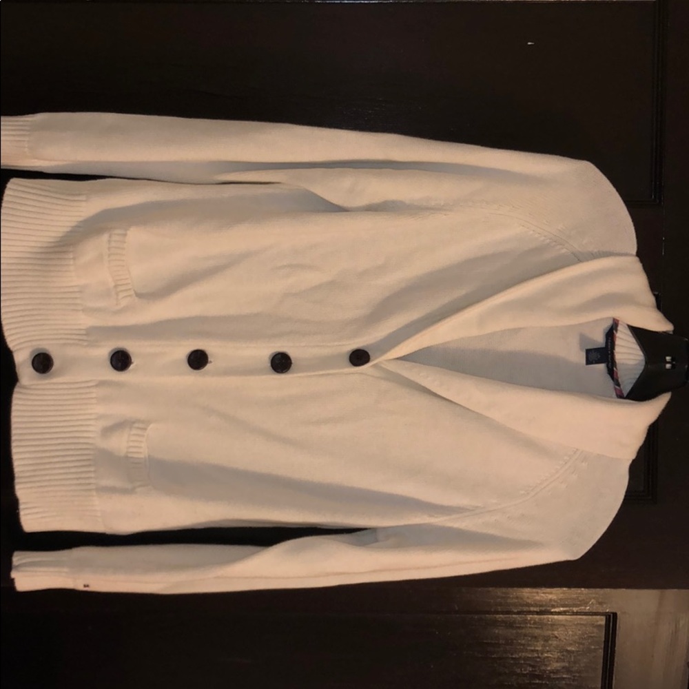 White Tommy Hilfiger button cardigan, worn once, L